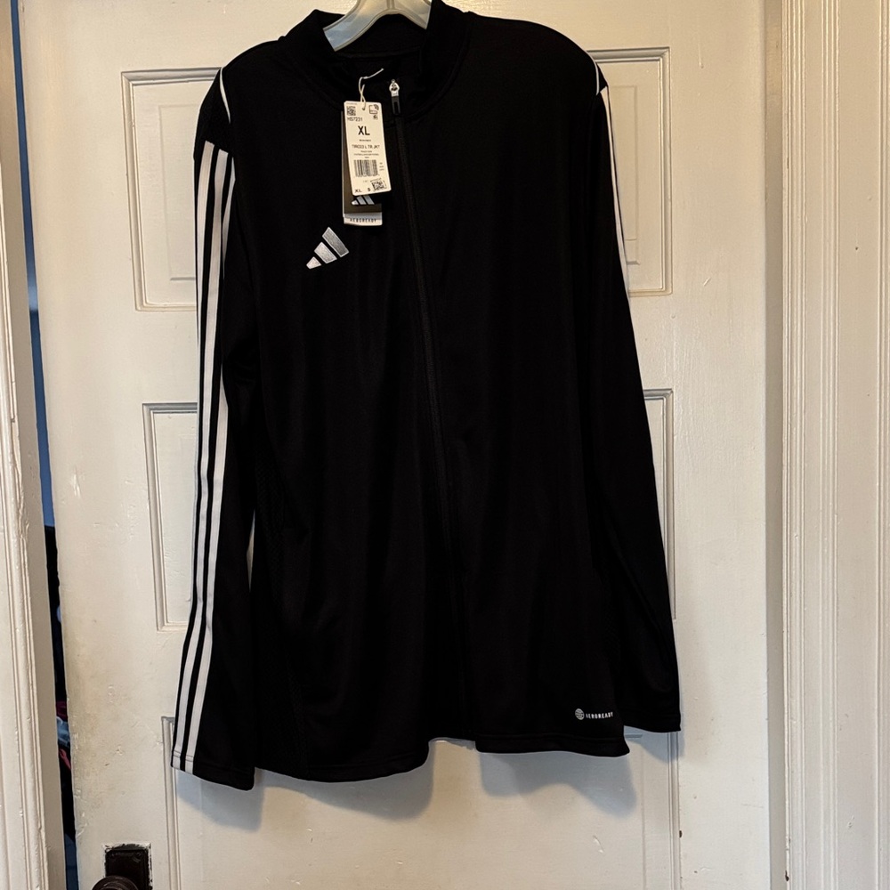 NWT XL Adidas Black Jacket with White Accents